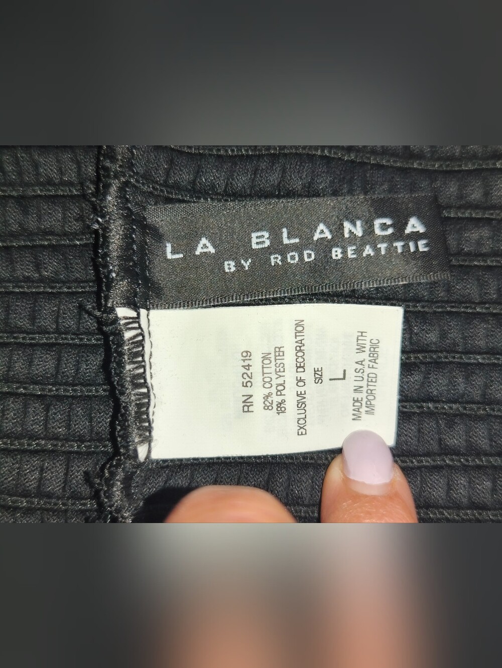 La Blanca by Rod Beattie Women's Sz L Black Textured Terry Cloth Dress Cover Up - Picture 5 of 7